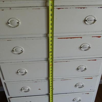 Vintage Six-drawer White Tall Chest of Drawers - Perfect for a Shabby Chic Decor