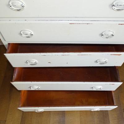 Vintage Six-drawer White Tall Chest of Drawers - Perfect for a Shabby Chic Decor