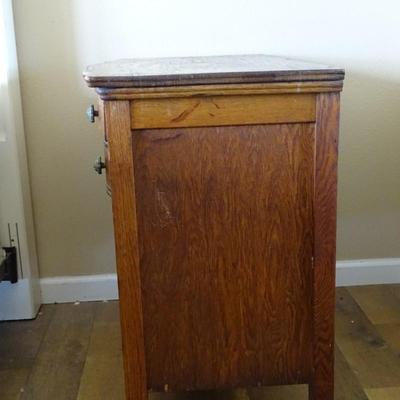 Antique Oak Washstand Server Chamber Cabinet