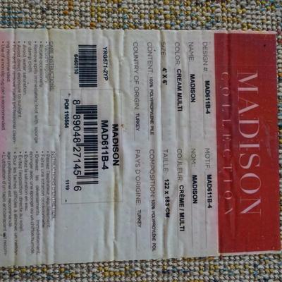Madison Collection Floor Rug, Multi Cream-Colored, 4' x 6'