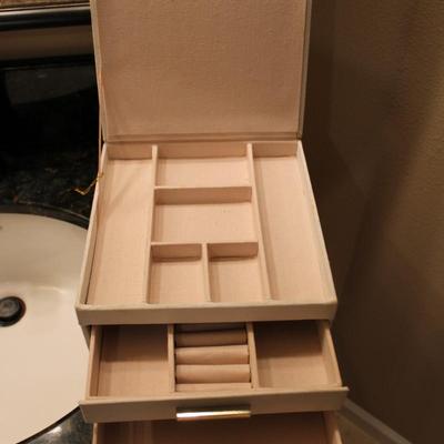 All Things Jewelry;  Unique Necklace Hanger (Antique Glass Drawer Knobs), Jewelry Box and a Collection of Costume Jewelry
