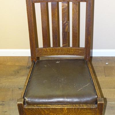 Antique Mission Slat Back / Armless Rocking Chair with Leather Seat