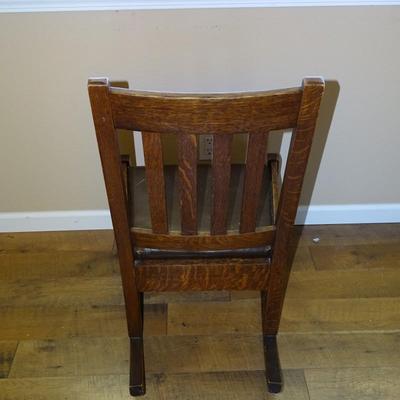 Antique Mission Slat Back / Armless Rocking Chair with Leather Seat