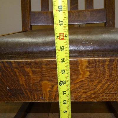 Antique Mission Slat Back / Armless Rocking Chair with Leather Seat