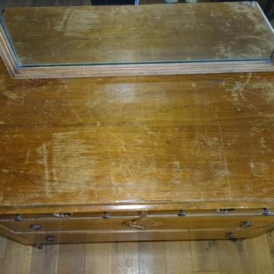 Mid 20th Century Vintage Country Style 4 Drawer Chest with Mirror