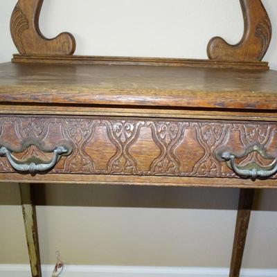 Antique Single Drawer Vanity with Oval Mirror