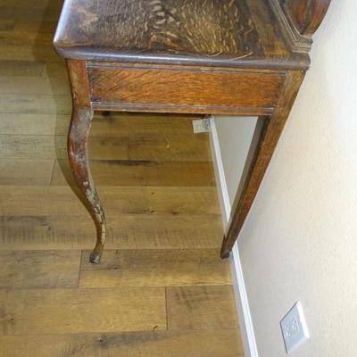 Antique Single Drawer Vanity with Oval Mirror