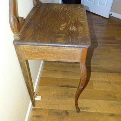Antique Single Drawer Vanity with Oval Mirror