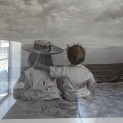 Betsy Cameron Bruce McGaw Graphics Print, Two Children on Beach, 1987 9th Printing 1992, Metal Framed With Wire Hanger, Behind Glass, 24...