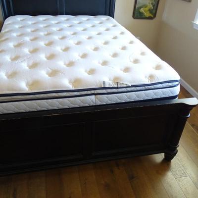 Queen Mattress, Boxspring, and Wooden Frame
