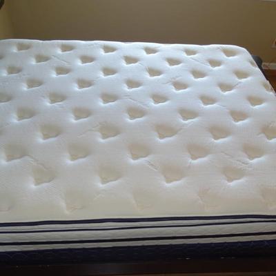 Queen Mattress, Boxspring, and Wooden Frame