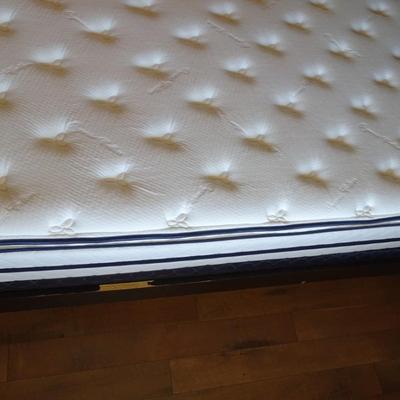 Queen Mattress, Boxspring, and Wooden Frame