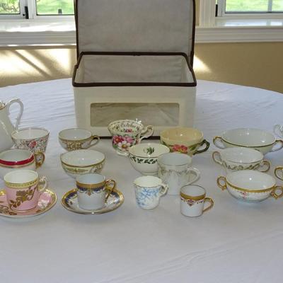 Large Set of Antique Teacup and Saucers Sets and Sugar Pot