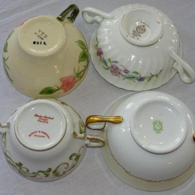 Large Set of Antique Teacup and Saucers Sets and Sugar Pot