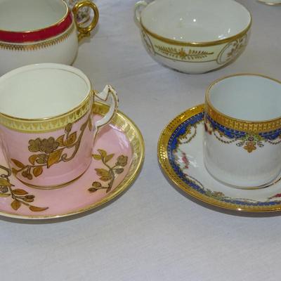 Large Set of Antique Teacup and Saucers Sets and Sugar Pot