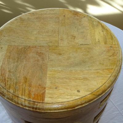 Solid Wood Drum End Table