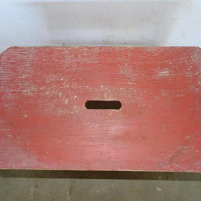 Primitive Antique Rustic red Painted Shoe Shine Box Step Stool Farmhouse Chic
