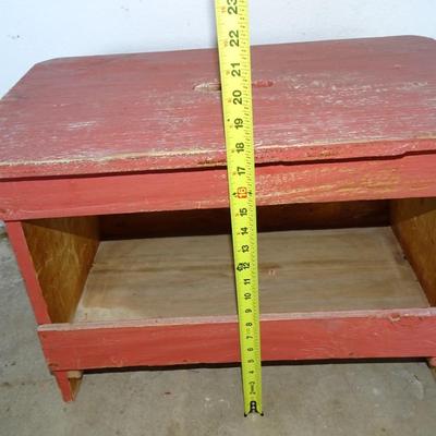 Primitive Antique Rustic red Painted Shoe Shine Box Step Stool Farmhouse Chic