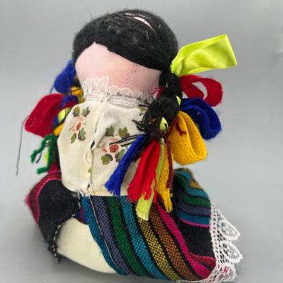 Handmade Mexican Rag Doll w/ Ribbon Bows in hair