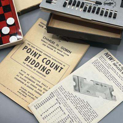 Autobridge Vintage Bridge Game Solitaire Card Deluxe Pocket Model plus small magnetic checkers game