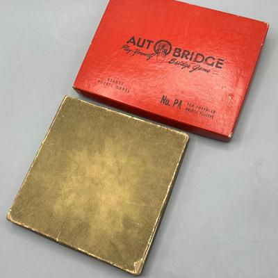 Autobridge Vintage Bridge Game Solitaire Card Deluxe Pocket Model plus small magnetic checkers game