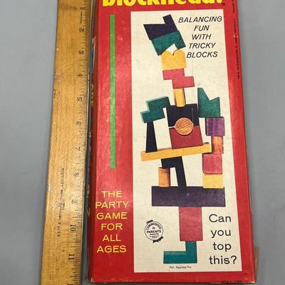 Vintage Blockhead Board Game 1954 Party Wood block