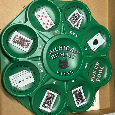 Vintage Michigan Rummy Rotary Plastic Play Tray
