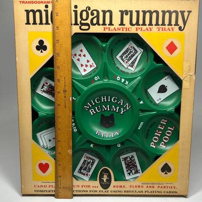 Vintage Michigan Rummy Rotary Plastic Play Tray
