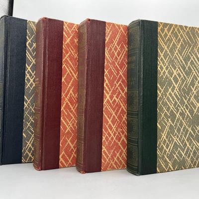 Vintage Book Set of American Classics Treasure Island, Tom Sawyer, Robinson Crusoe, & Huckleberry Finn