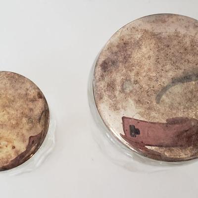 Cotton Ball/ Q tip Glass Jars silver lids