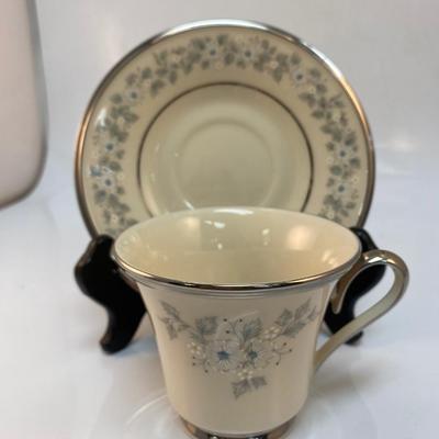 Vintage Lenox Windsong Pattern Teacup and Saucer Ivory with Dot Flowers