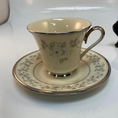 Vintage Lenox Windsong Pattern Teacup and Saucer Ivory with Dot Flowers