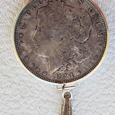 1921 Morgan one dollar coin pendant