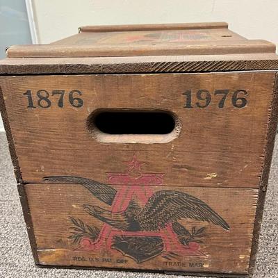Vintage Anheuser-Busch Budweiser Wooden Box Crate Case with Hinged Lid