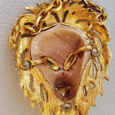 Large Luca Razza Lion Pendant 1970's Zodiac Leo