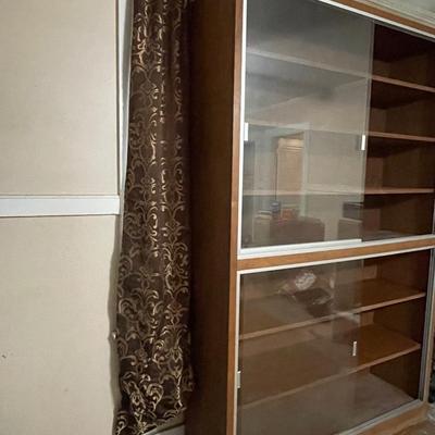 Large Solid Wood Display Cabinet With Sliding Glass Doors