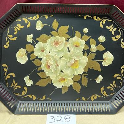 Vintage Hand Painted Floral Bouquet Tray