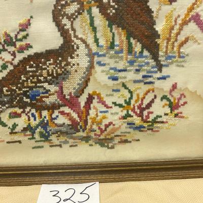 Hand Embroidered Duck Framed