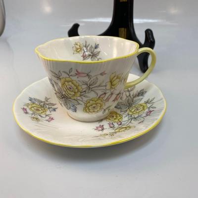 Queen's Bone China Yellow Floral Teacup and Saucer