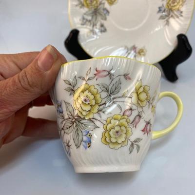 Queen's Bone China Yellow Floral Teacup and Saucer