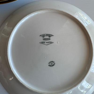 SET OF 6, OLD ABBEY LIMOGES HAND PAINTED FLORAL PLATES