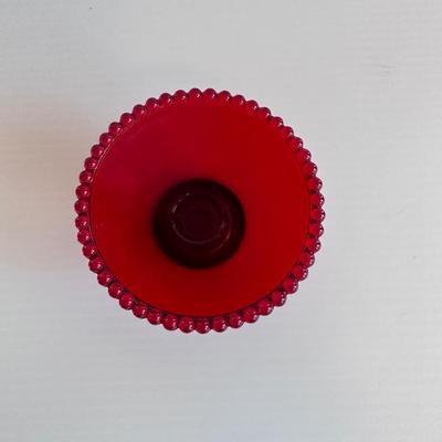 VINTAGE RED RUBY GLASS CANDLESTICK HOLDER