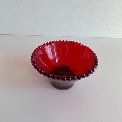 VINTAGE RED RUBY GLASS CANDLESTICK HOLDER