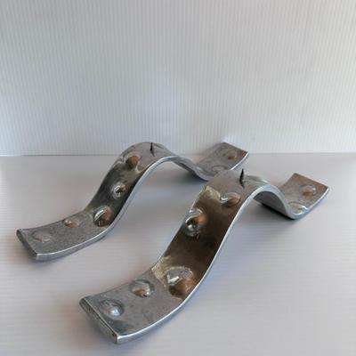 PAIR, SILVER METAL FREEFORM CANDLE HOLDERS