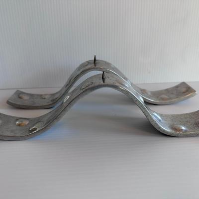 PAIR, SILVER METAL FREEFORM CANDLE HOLDERS