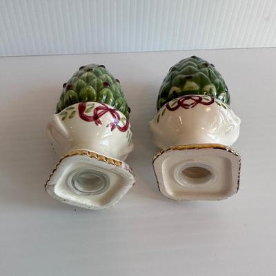 PAIR, TOPIARY SALT & PEPPER SHAKERS