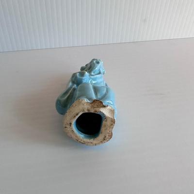BLUE CERAMIC CHINESE PAINTED FIGURINE