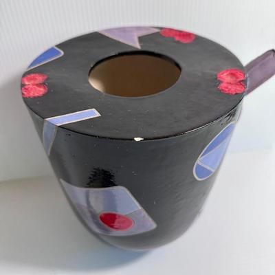 1980's VINTAGE STUDIO ART POTTERY VESSEL W/LID SIGNED