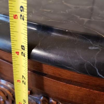 2 antique oval end tables with marble tops