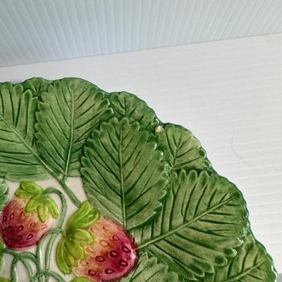 TWO PIECE, VINTAGE FITZ & FLOYD STRAWBERRY PLATE & SPOON REST
